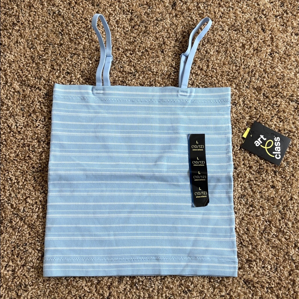 Art Class Seamless Tube Top Blue and White Striped Tank Top Girls Size Large